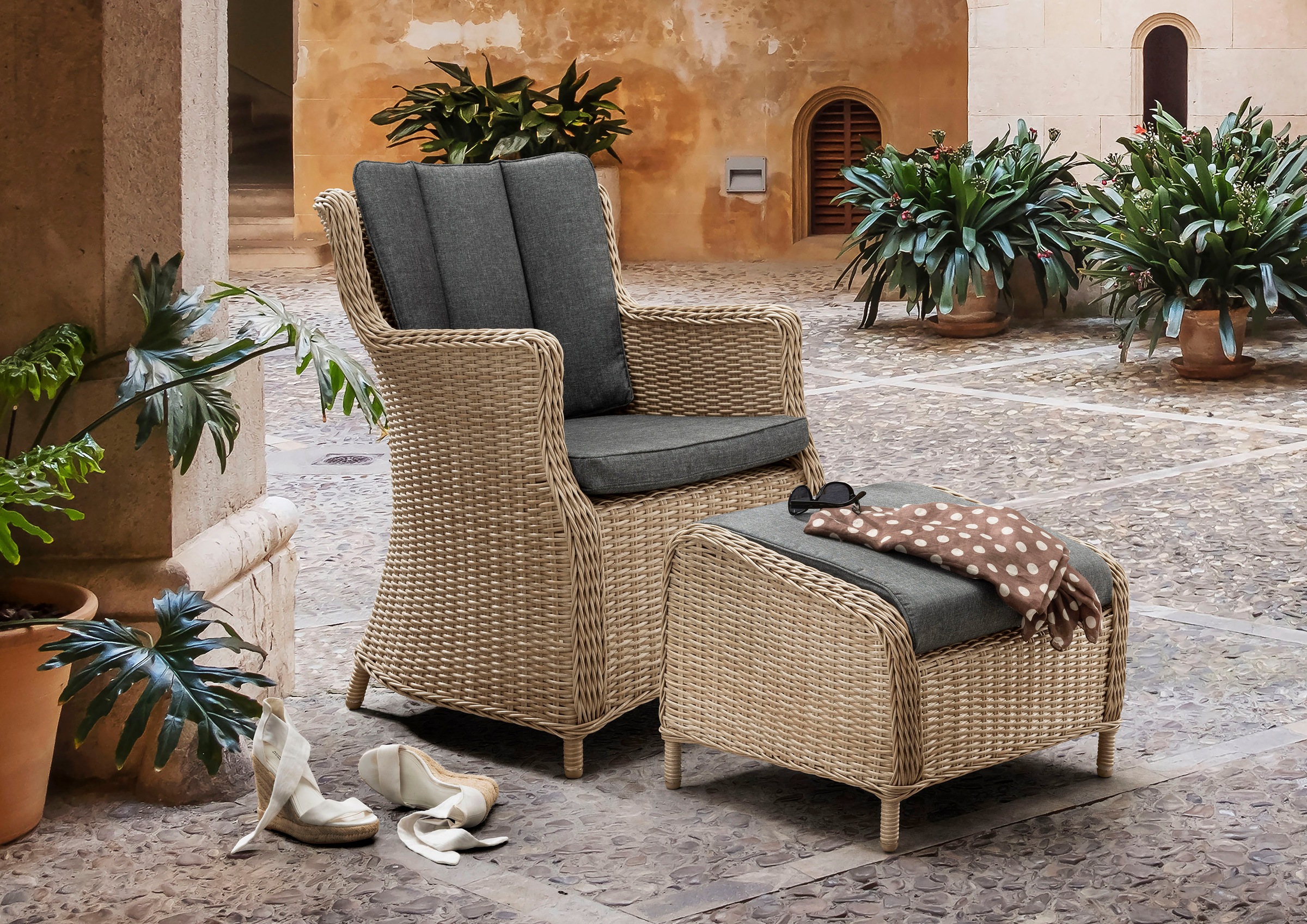 Destiny Gartenlounge-Set »LUNA CASA« 4 Stk. tlg. Polyrattan, Sessel mit Fuß günstig online kaufen
