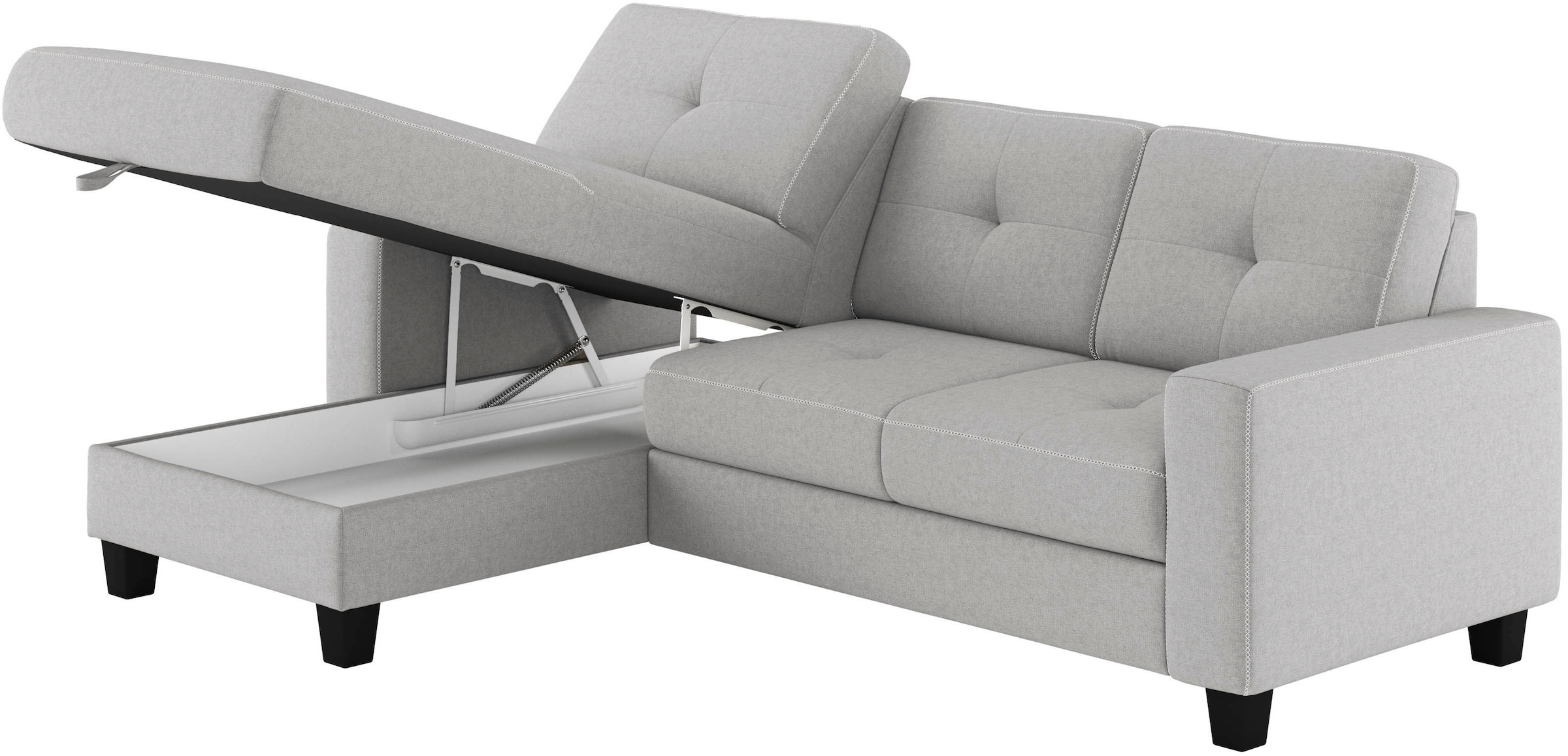 Places of Style Ecksofa »Varese L-Form«, wahlweise mit Bettfunktion und Bettkasten