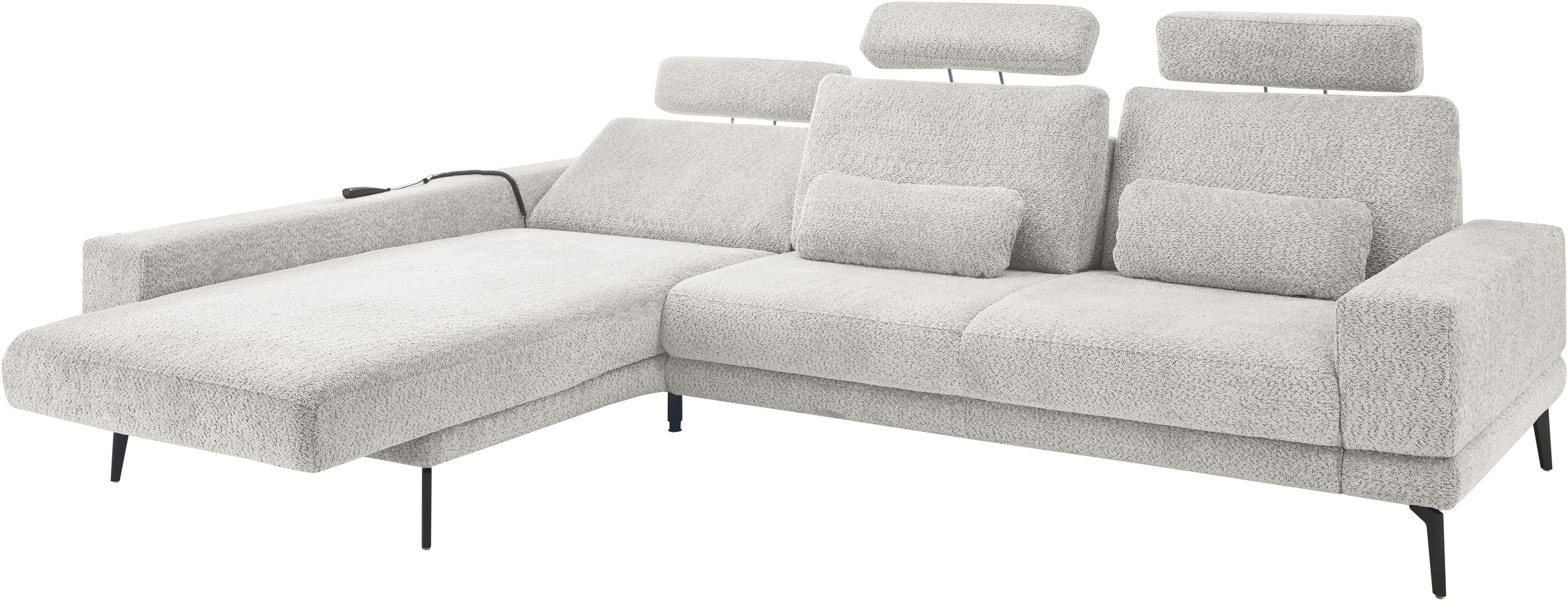 set one by Musterring Ecksofa »SO 3600, inkl motor. Sitztiefenverstellung, Kopfstützen, Nierenkissen«, Sitzhöhe 42 cm, Federkern, Breite 293 x Tiefe 180 cm, Kama silver