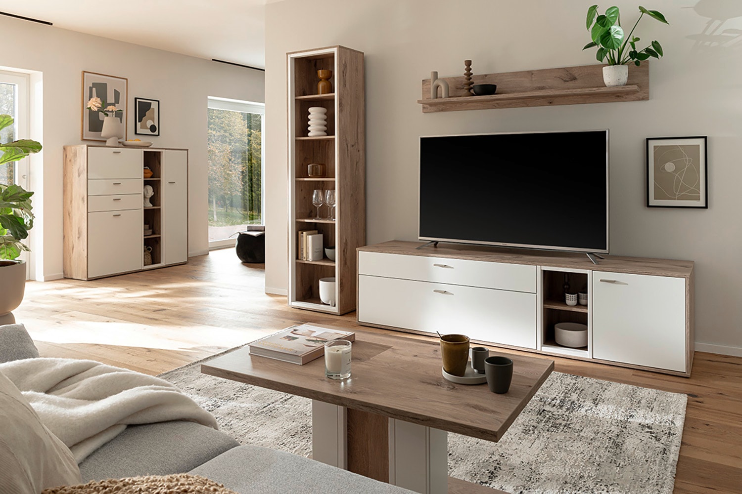 MCA furniture Wohnwand »SANTERNO«, (Komplett-Set, 3 St., 3-teilg), Wohnzimmer Set (3-tlg.), Türen & Schubkästen gedämpft, Breite 264 cm