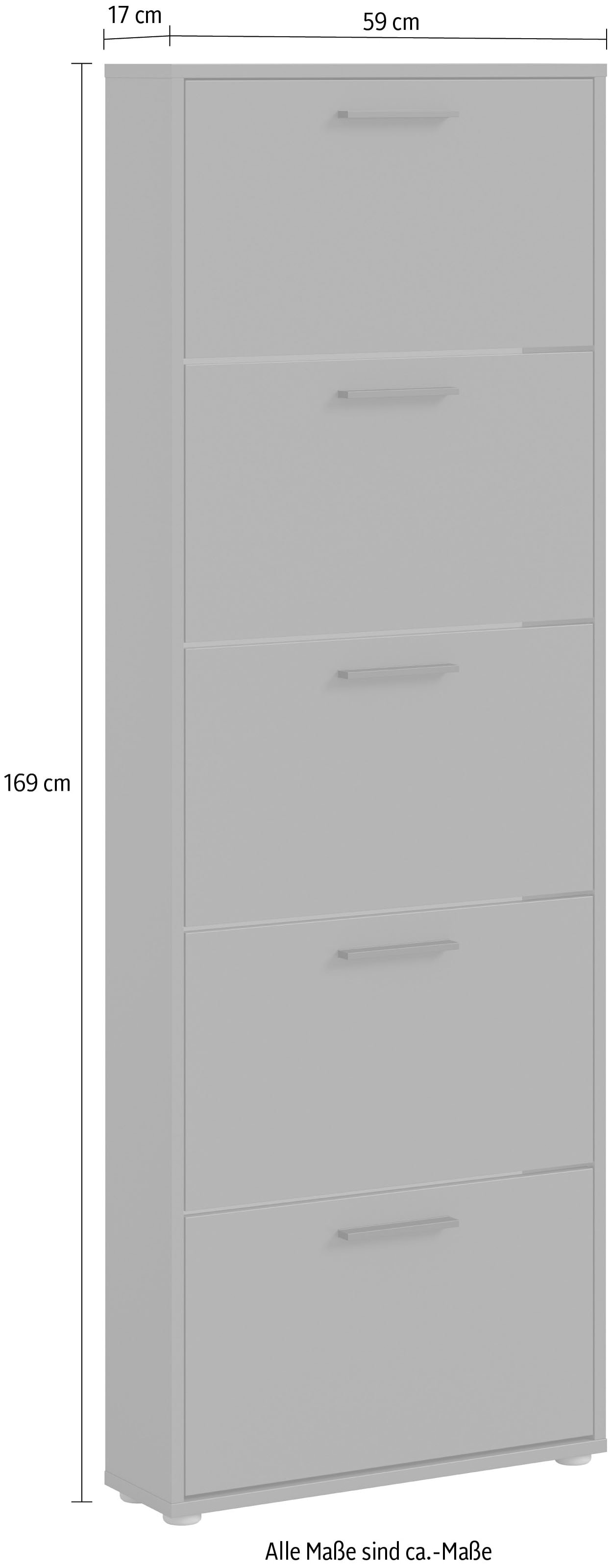 HBZ Schuhkommode »Sam Schuhkipper, Schuhschrank BxHxT 59x169x17 cm«, (1 St.), mit 5 Klappen