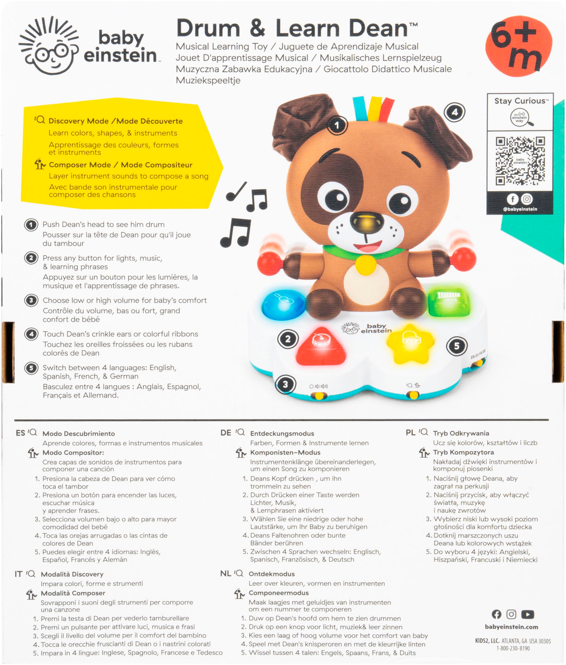 Baby Einstein Lernspielzeug »Drum & Learn Dean Musical Learning Toy«, mit Licht und Sound