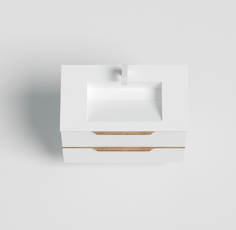 welltime Waschtisch »Amber«, mit CORIAN-Acrylstein Waschbecken, massive Eichendetails
