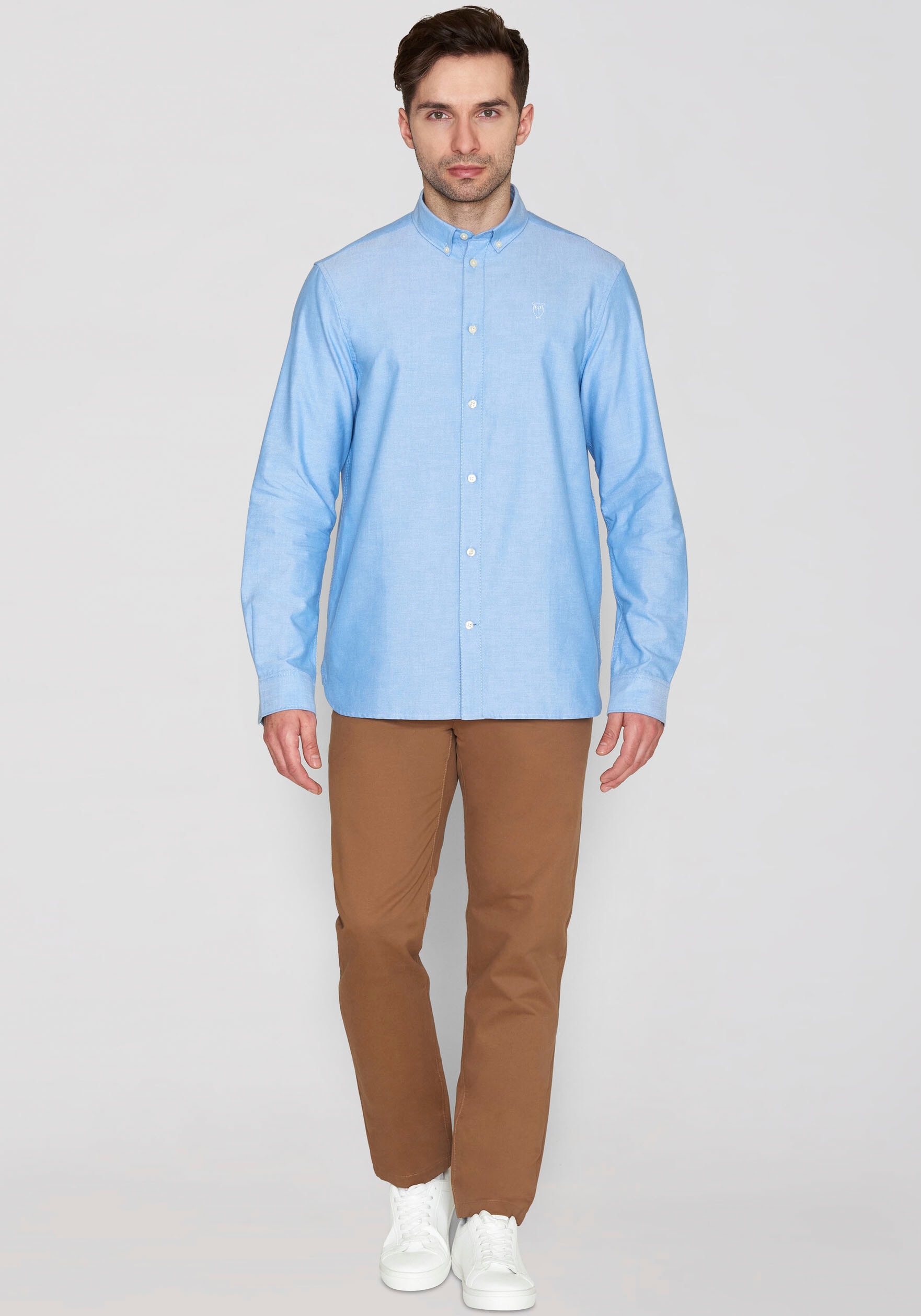KnowledgeCotton Apparel Langarmhemd »HARALD« mit Button-Down-Kragen