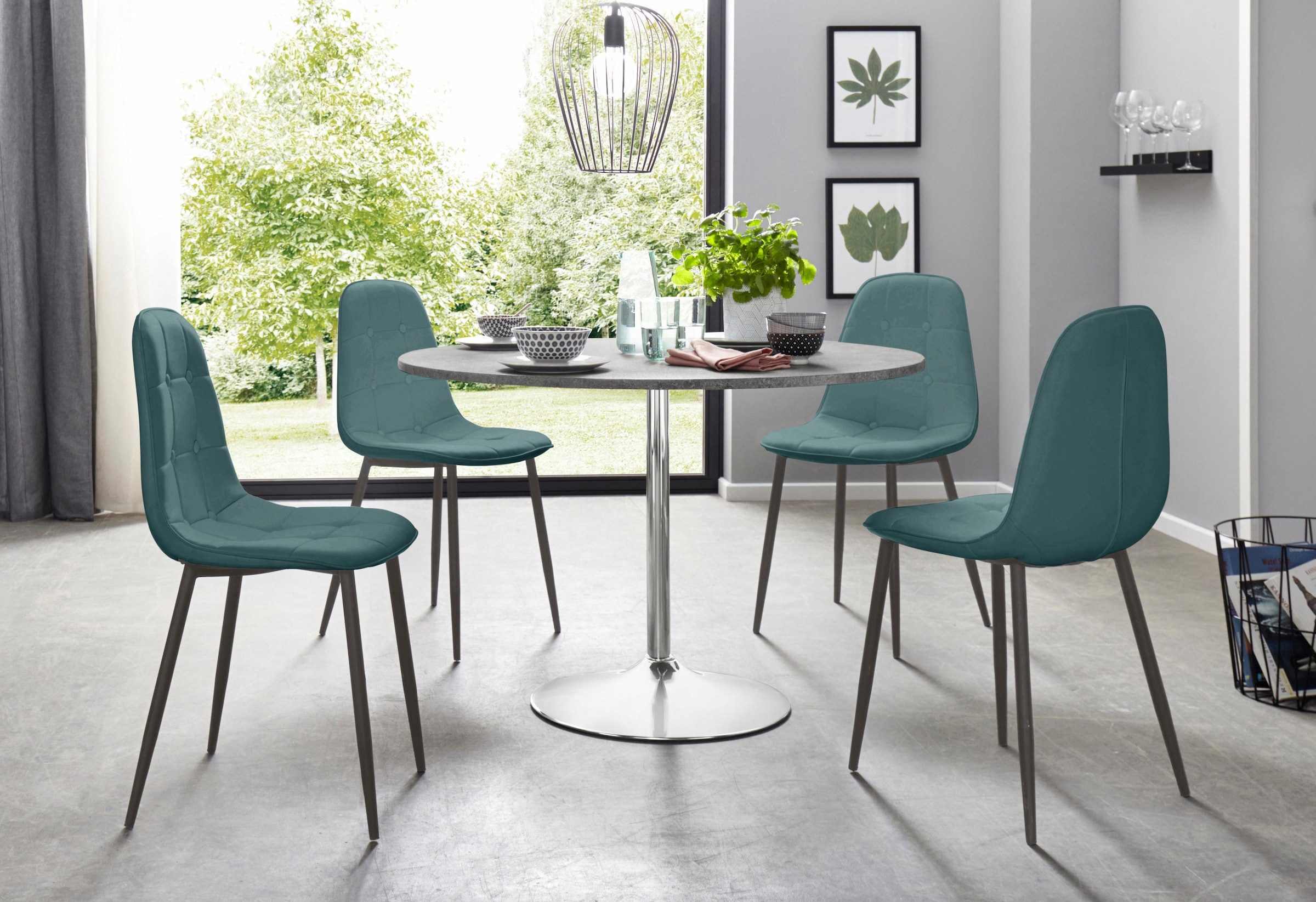 INOSIGN Essgruppe Set, 5 Stk. tlg. mit rundem Tisch im Zement-Optik günstig online kaufen