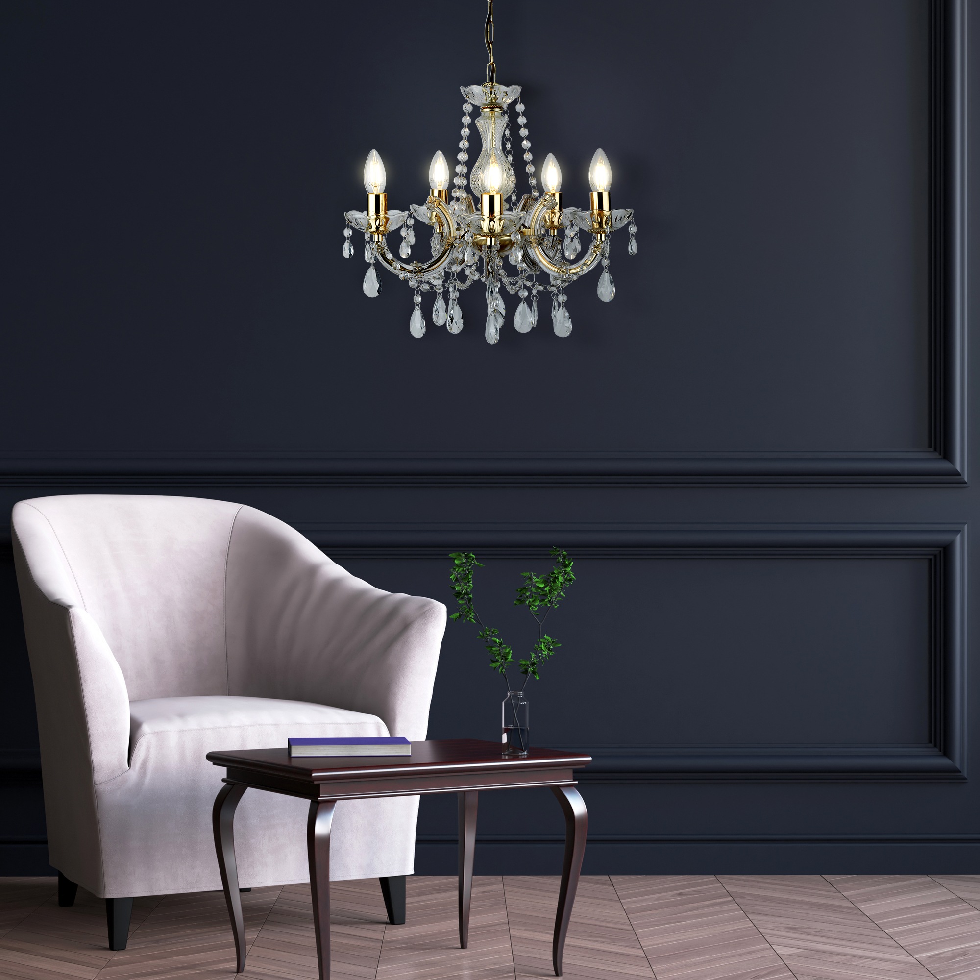 Searchlight Kronleuchter »Marie Therese 5Lt Pendant« E14 1 Stk. günstig online kaufen