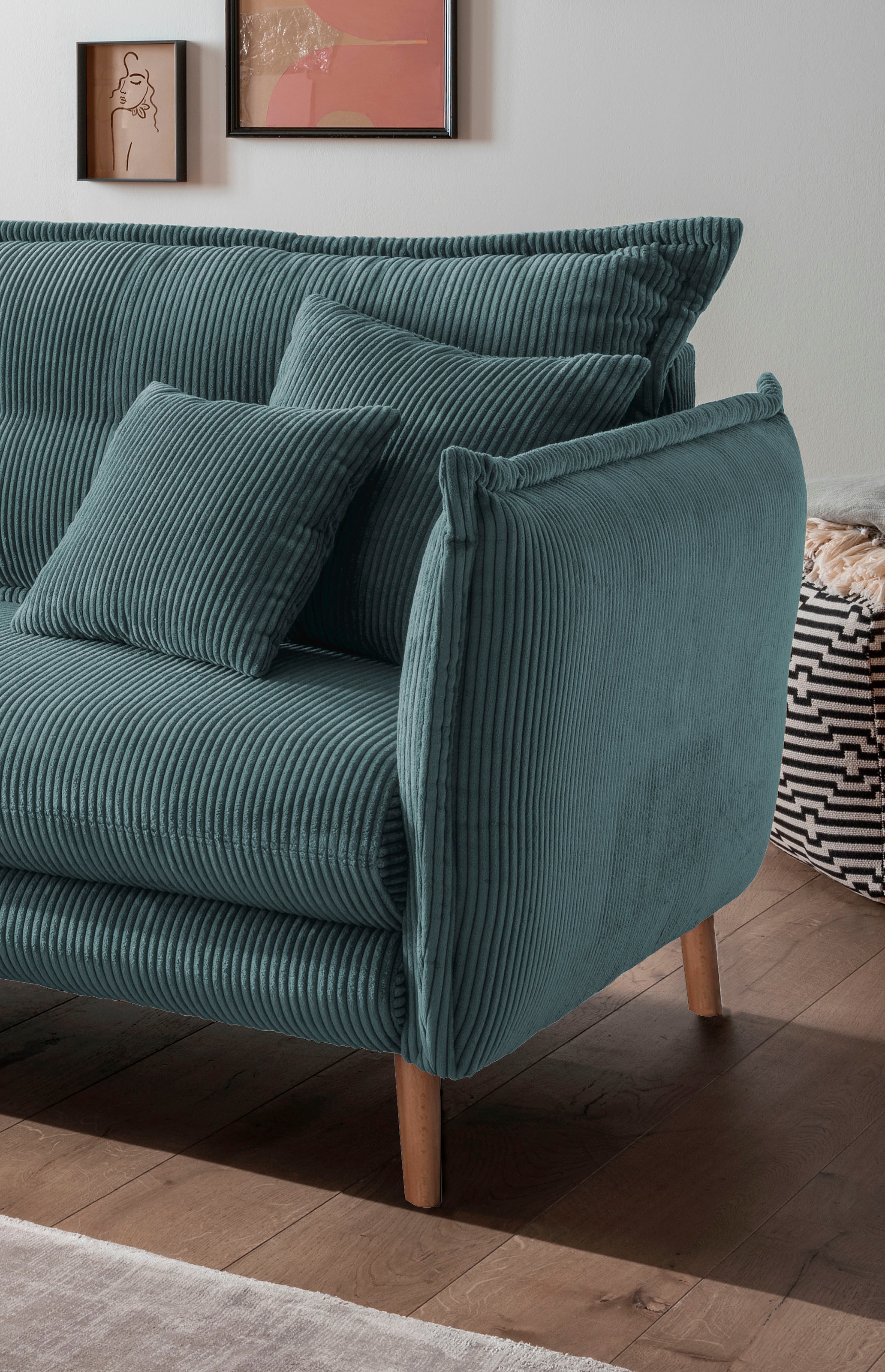 INOSIGN Ecksofa »Lazio modern und bequem, schmale Armlehnen, tolle Detailverarbeitung«, zwei verschiedene Fußfarben wählbar