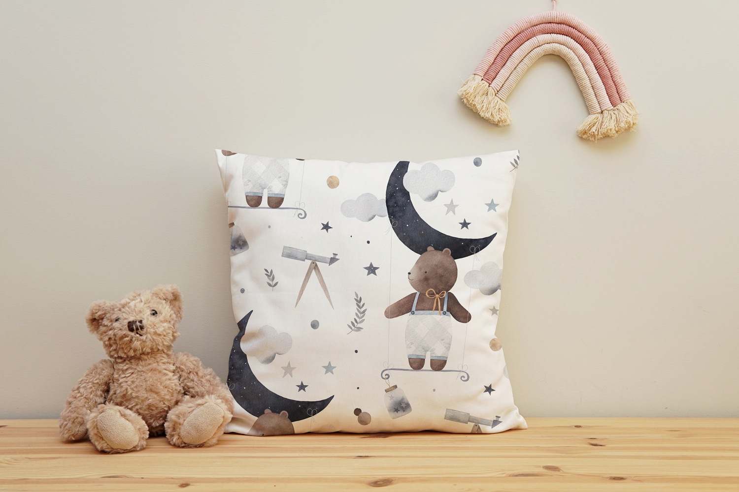 queence Dekokissen »Bär am Sternenhimmel«, Kissenhülle mit HD Premium Druck, geruchsneutral, 40x40cm