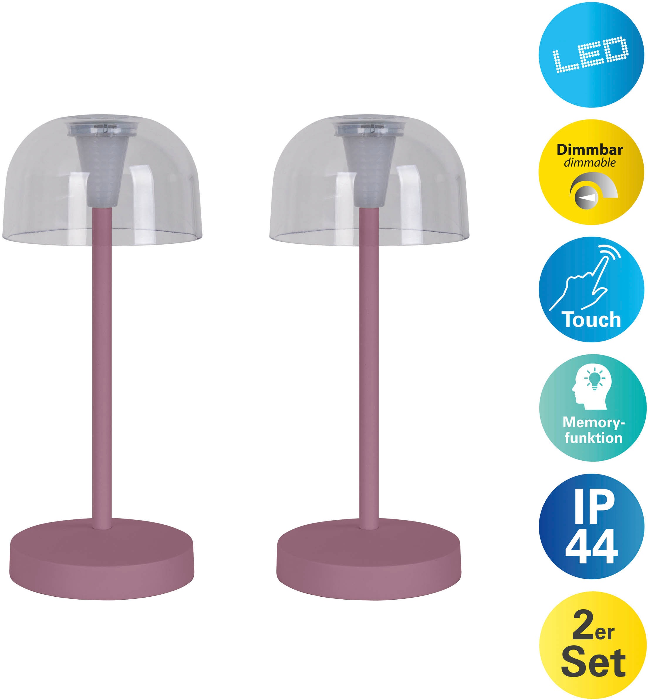 näve LED Tischleuchte »Gomba 18,5 cm«, 2er-Set, Leuchtmittel LED-Modul   LE günstig online kaufen