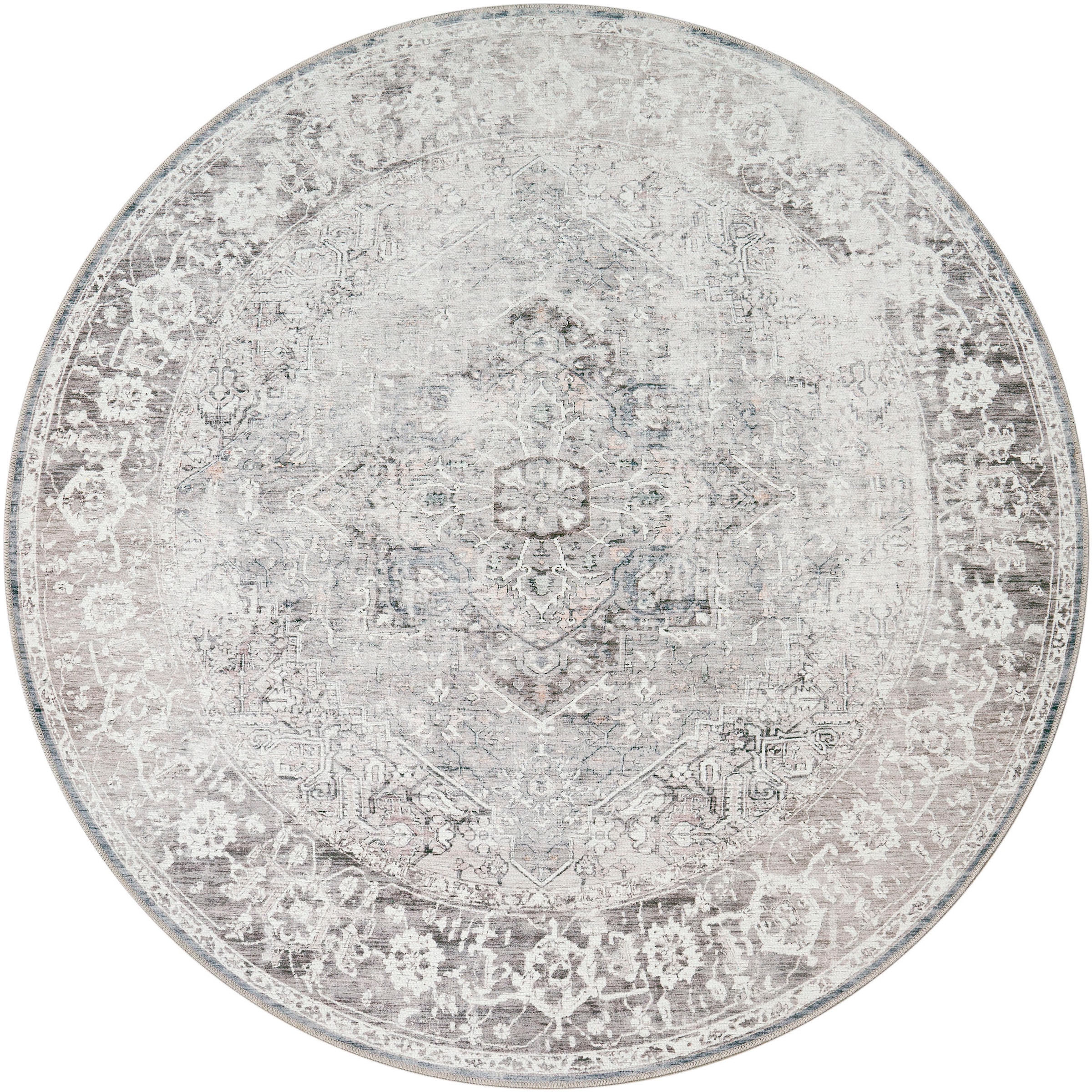 Paco Home Teppich »Lyon 333«, rund, 4 mm Höhe, Kurzflor, Orient-Optik, Vintage Design, waschbar