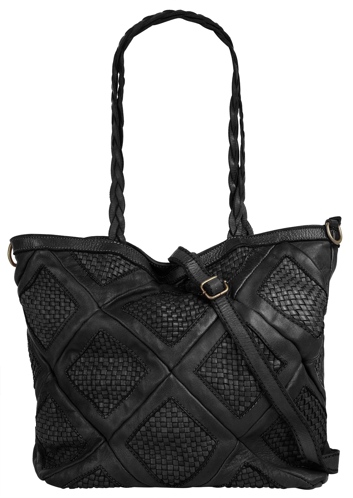 Shopper, echt Leder, Made in Italy, Gr. B/H/T: 33 cm x 30 cm x 15 cm onesize, schwarz