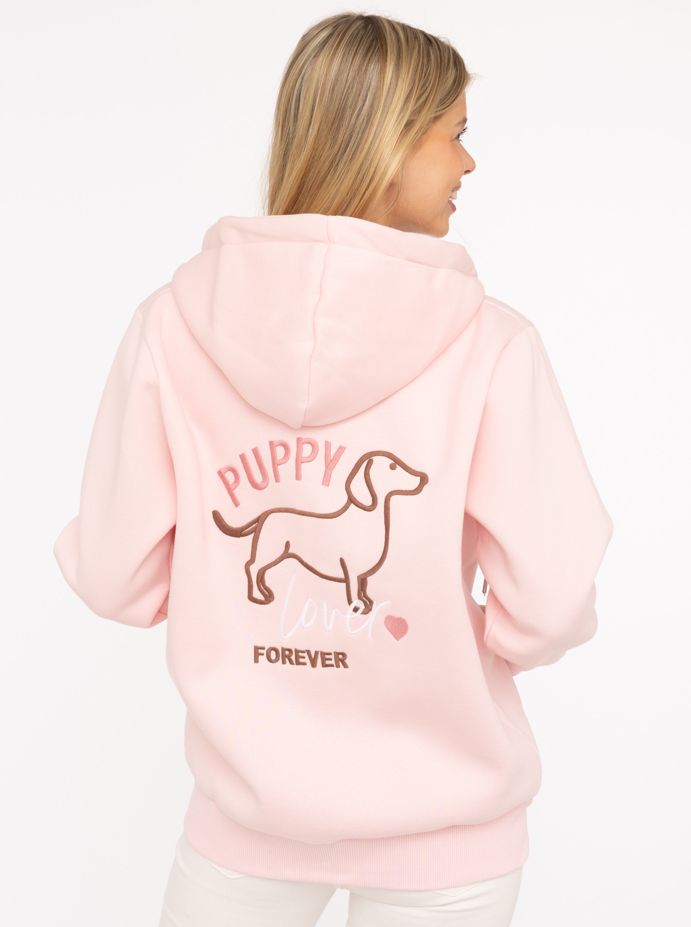 Zwillingsherz Sweatjacke »"Puppy Lover Forever"« Kapuze, Langarm, Reißverschluss, modisch, Kordelzug