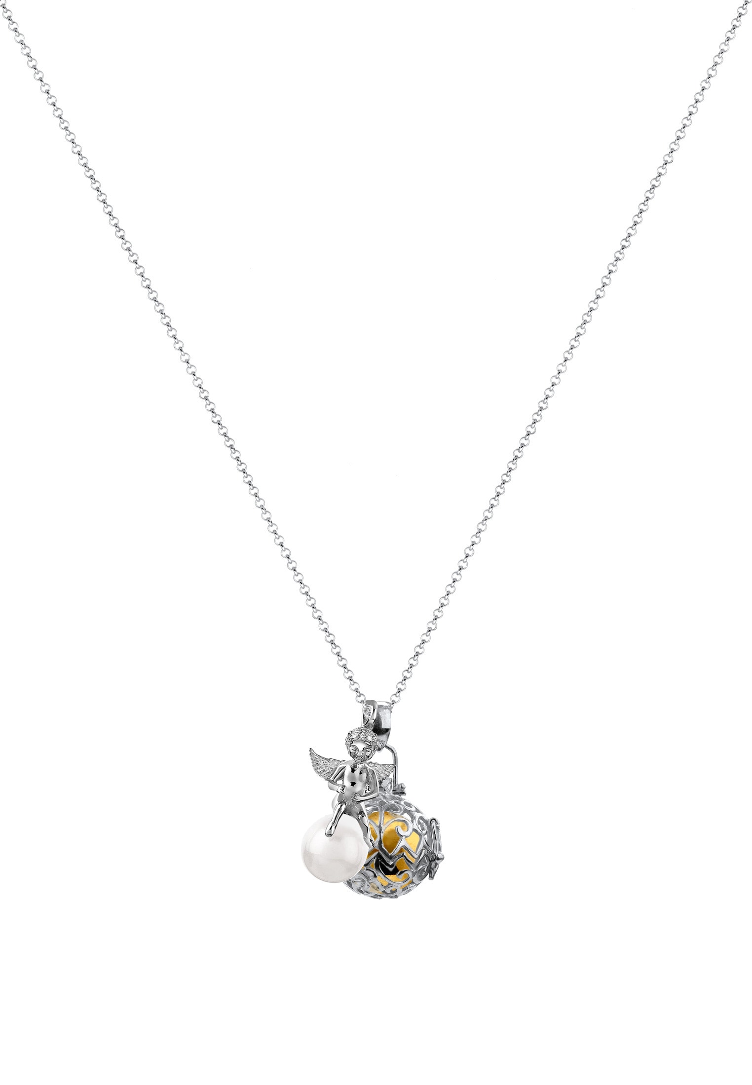 Nenalina Perlenkette »Engelsflüsterer Engel Perle Klangkugel 925 Silber«