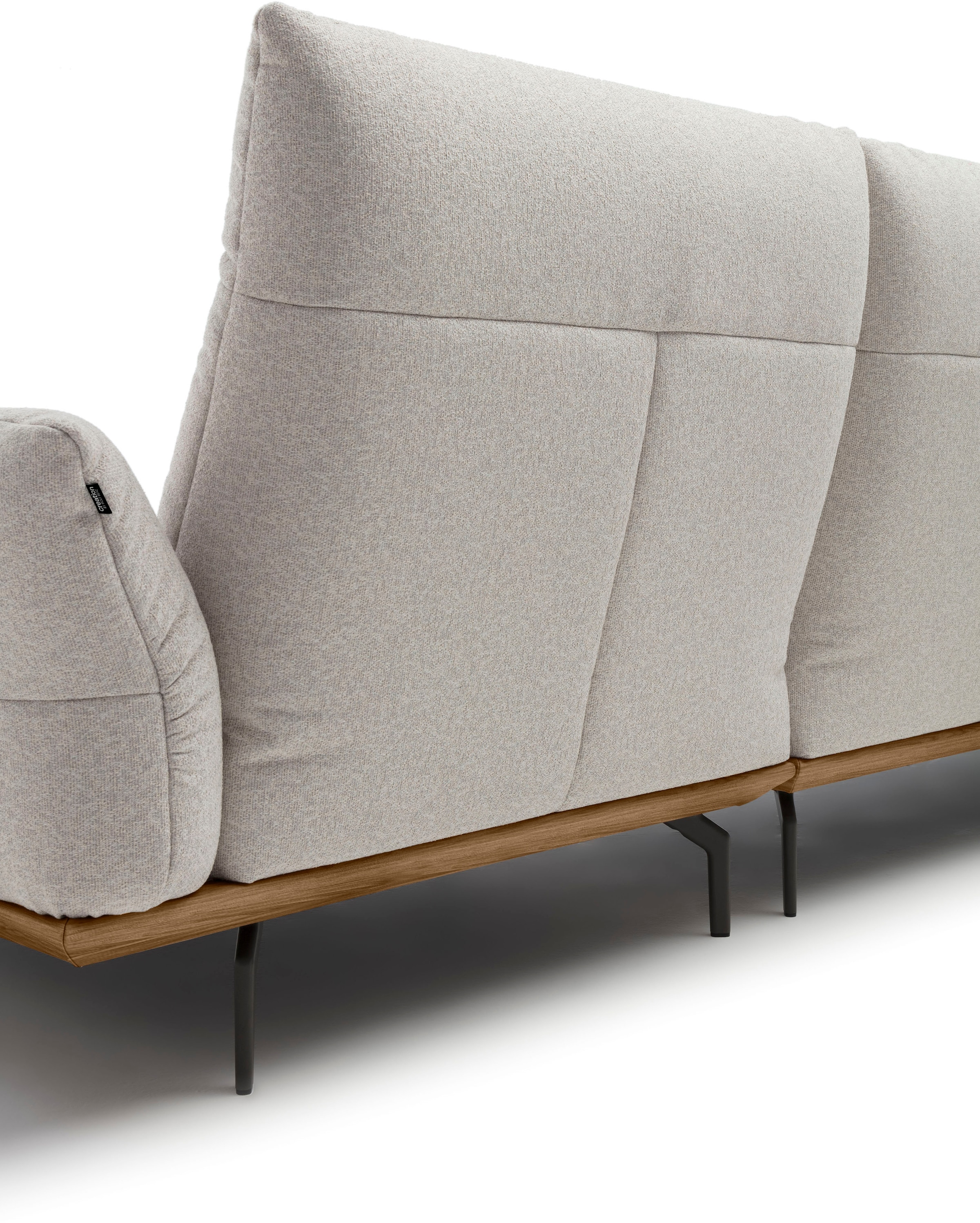 Creation BY ROLF BENZ Ecksofa »CR.460«, Sockel in Nussbaum, Winkelfüße in Umbragrau, Breite 298 cm
