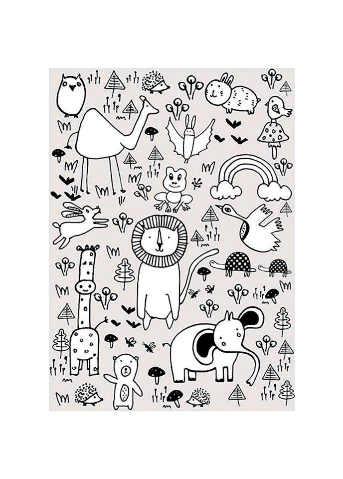 Komar Bild »Scribble Park«, Tiere, (1 St.), Wandbild zur Dekoration - ohne Rahmen