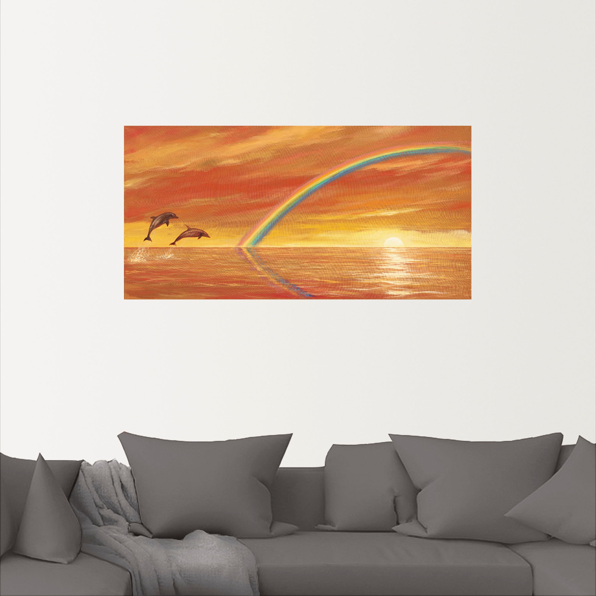 Artland Wandbild »Regenbogen über dem Meer«, Wassertiere, (1 St.), als Alubild, Outdoorbild, Leinwandbild, Wandaufkleber, versch. Größen