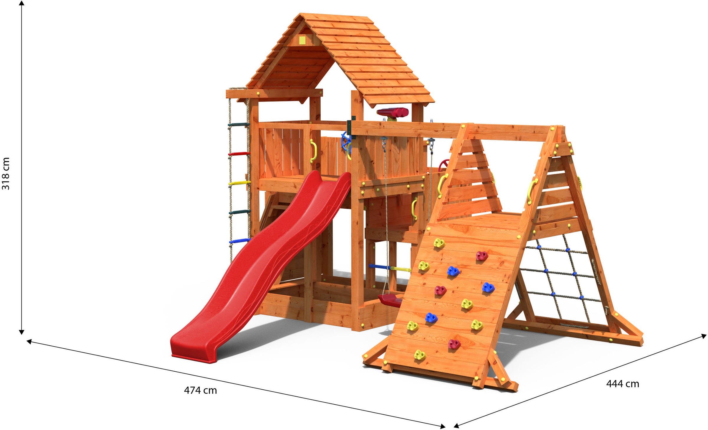 FUNGOO Spielturm »BIG LEADER SPIDER RED«, mit Schaukel & Rutsche, Klettererweiterung