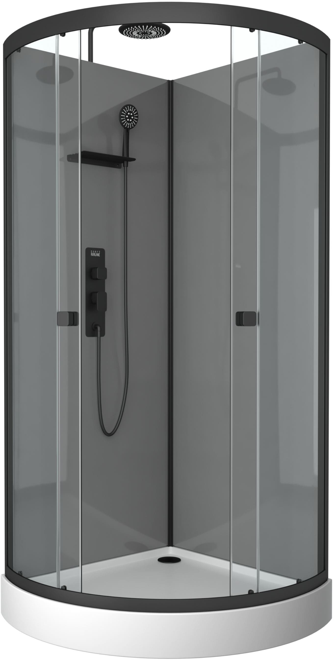 Marwell Komplettdusche »Grey Style Round«, Fertigdusche mit 5mm gehärtetem Glas