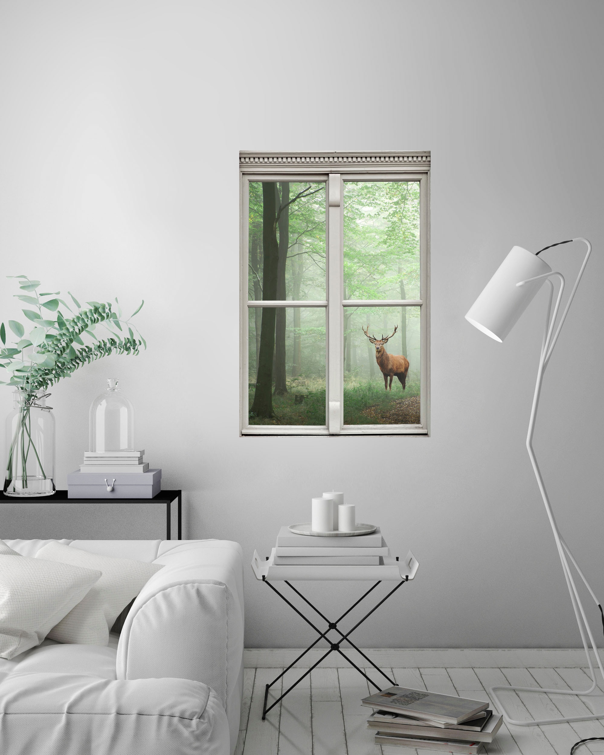 queence Wandsticker »Hirsch«, Wandsticker, Wandbild, selbstklebend, 3D, Fenster