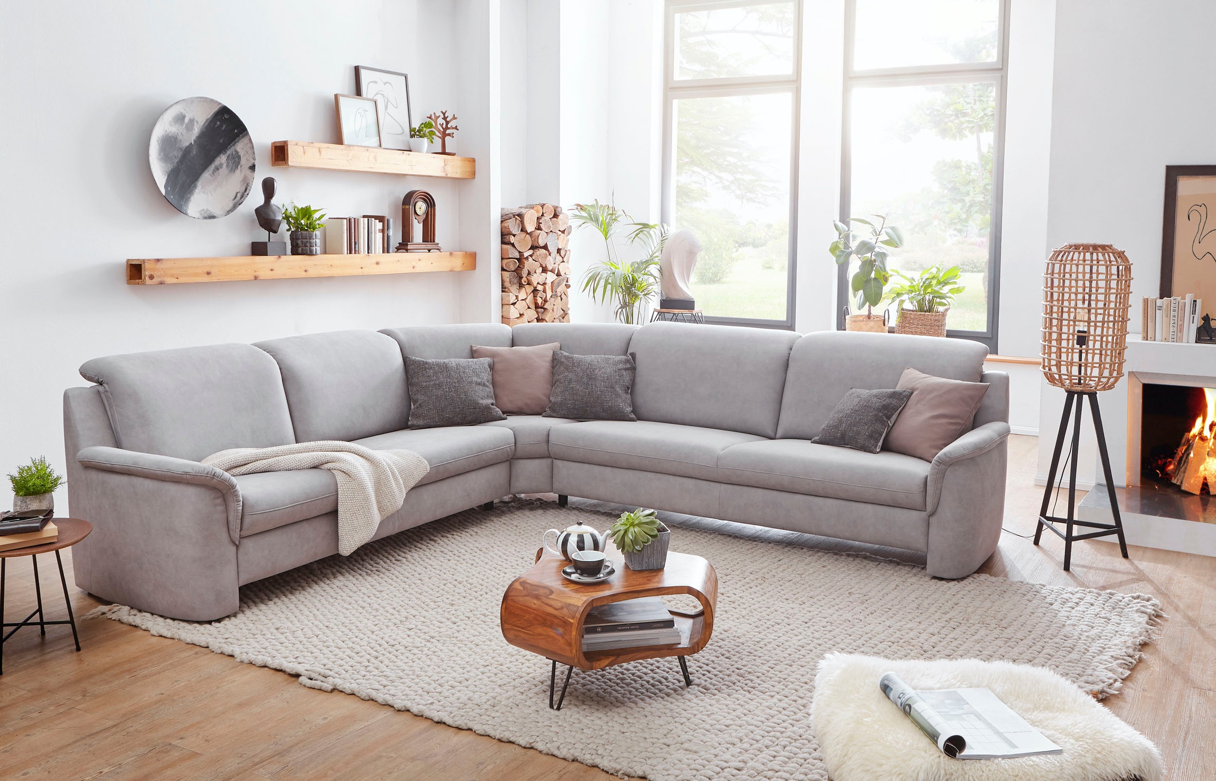 VILLA BECK Ecksofa »Garda L-Form«, (4 St.), inklusive Kopfteilverstellung, günstig online kaufen
