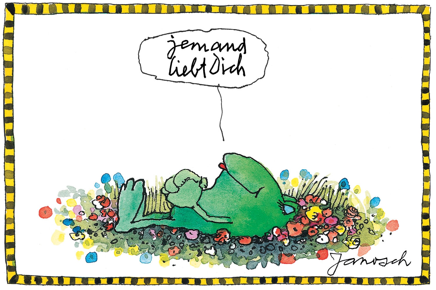 LuckyLinde Leinwandbild »Der Froch - Jemand liebt Dich« Blumen | Figuren | Filmfiguren | Frosch | Motivationsbilder | Schriftzug | Tiere 1 Stk. tlg. Exklusive JANOSCH Kindermotive