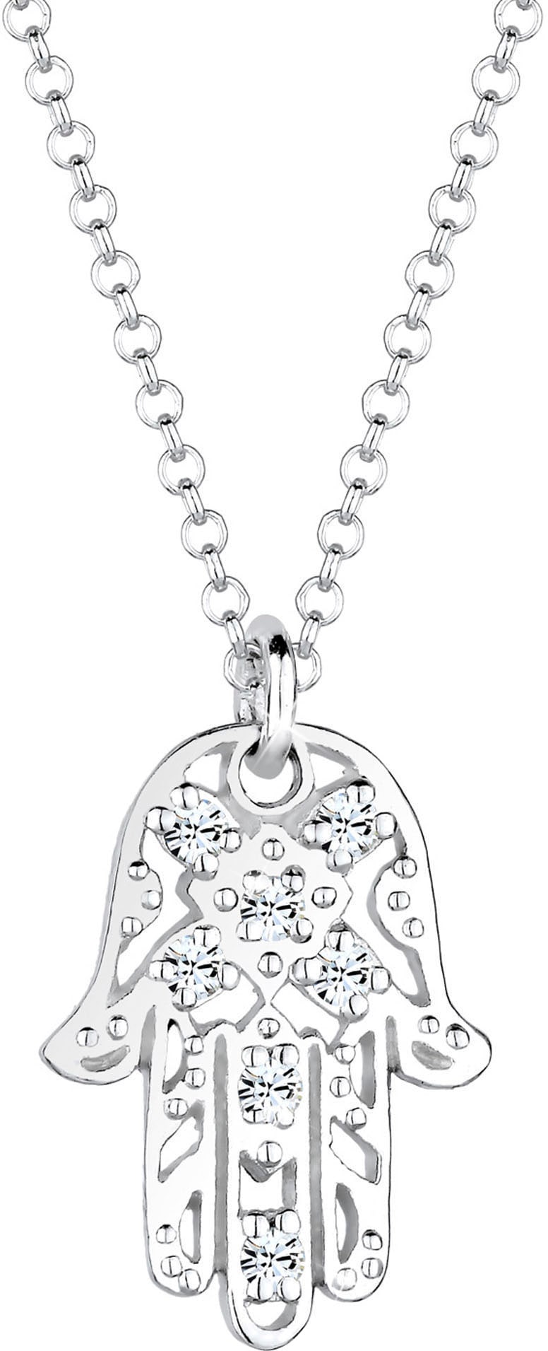 Elli Kette mit Anhänger »Schmuck Geschenk Silber 925 Hamsa Hand« mit Glasstein