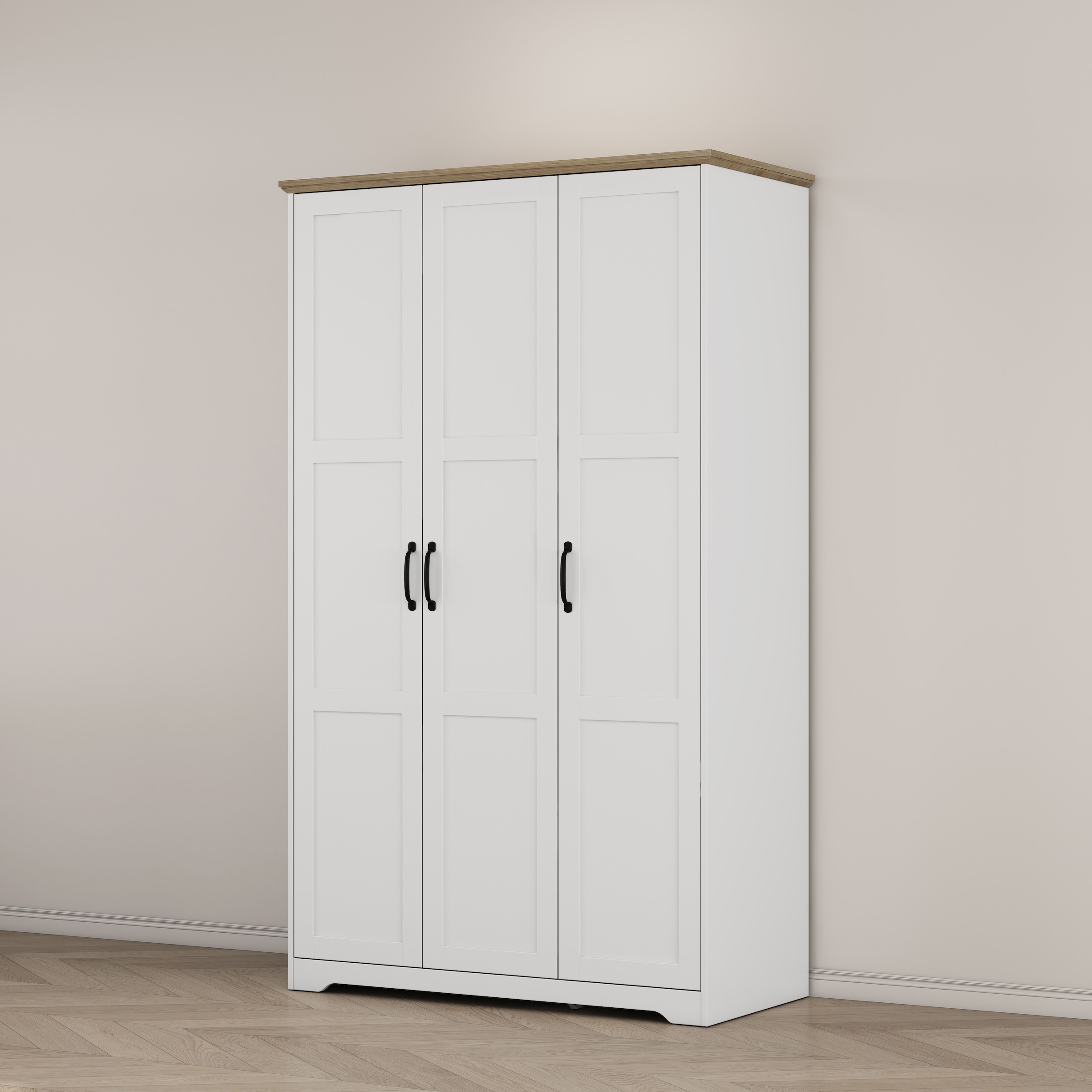 OTTO home Kleiderschrank »Emmilia Schrank Schlafzimmerschrank im Landhaus Design« Mit vielen Einlegeböden und Softclose,  Landhaus Schrank mit  3 Türen Breite 113,4cm, Höhe 2m