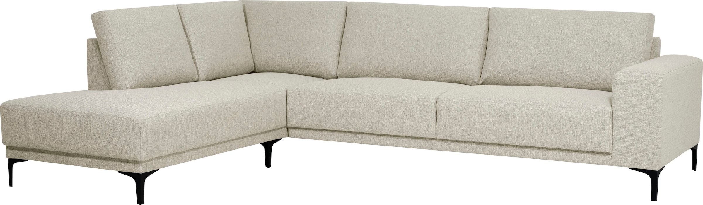 Places of Style Ecksofa »Xander, L-Form,«, Breite 289 cm, Webstoff, Soft-Touch Chenille, schwarze Metallfüßen