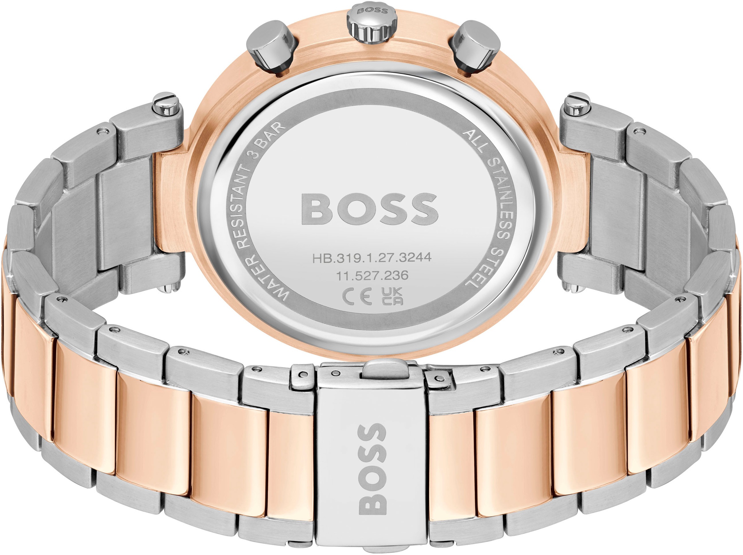 BOSS Multifunktionsuhr »ANDRA«, Quarzuhr, Damenuhr, Armbanduhr, Glaskristalle, Edelstahlarmband