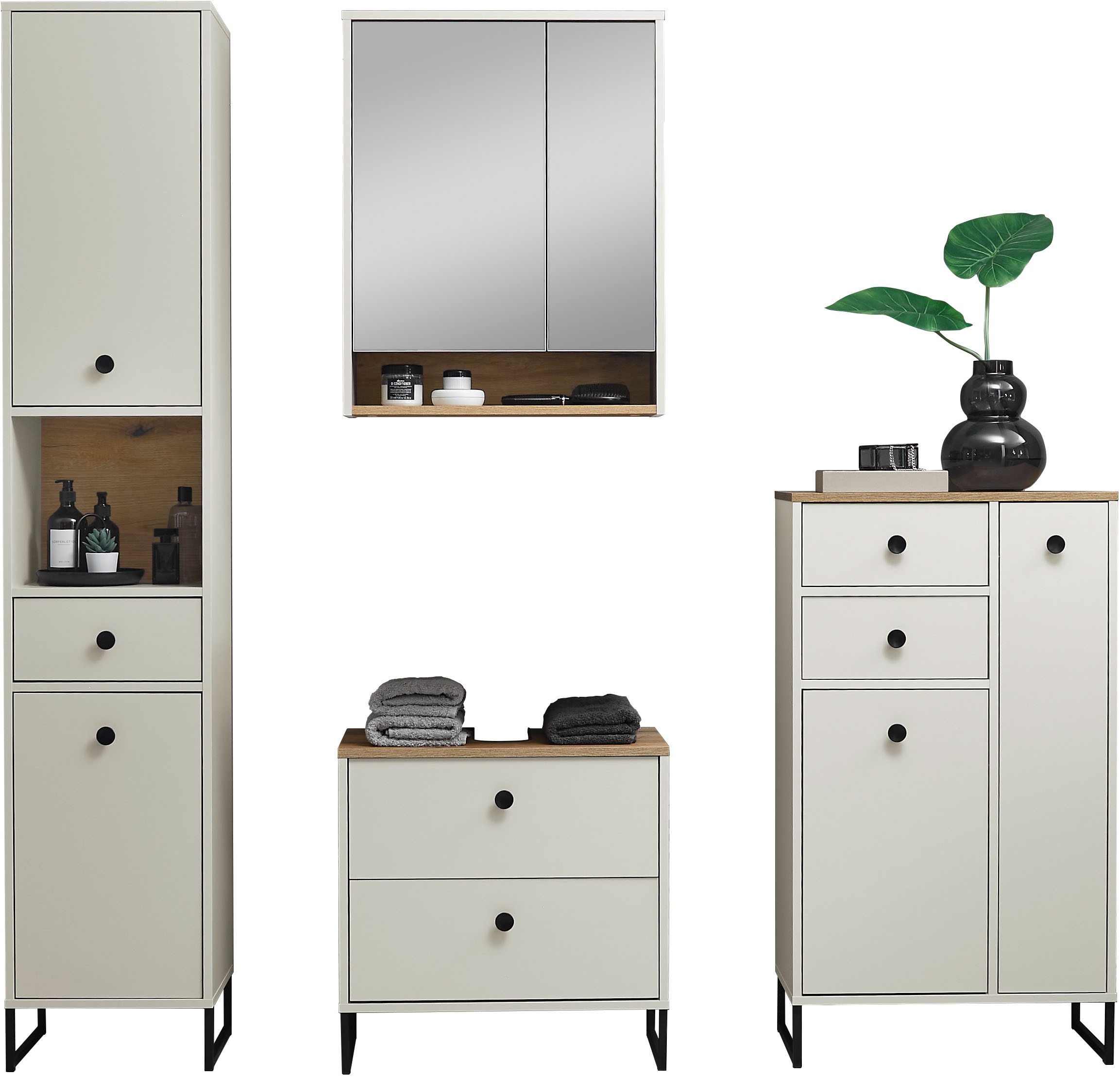 BASIC by Balculina Hochschrank »Linea« 1 Stk. tlg. Breite 60cm, U-Profil Füße, Unterflurauszug