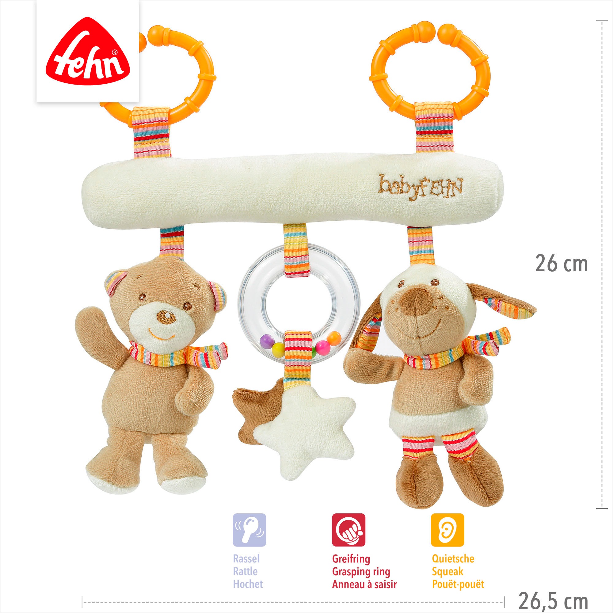Fehn Greifspielzeug »Rainbow, Activity-Trapez«, inklusive Befestigungsring