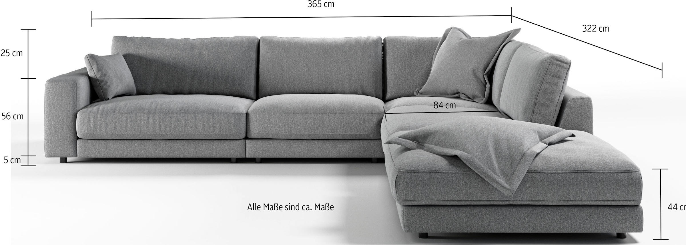 3C Candy Ecksofa »Enisa II, bequem und komfortabel, großes Familiensofa, L-Form«, incl. 3 Flatterkissen, wahlweise mit Flecken-Schutz-Bezug Easy care