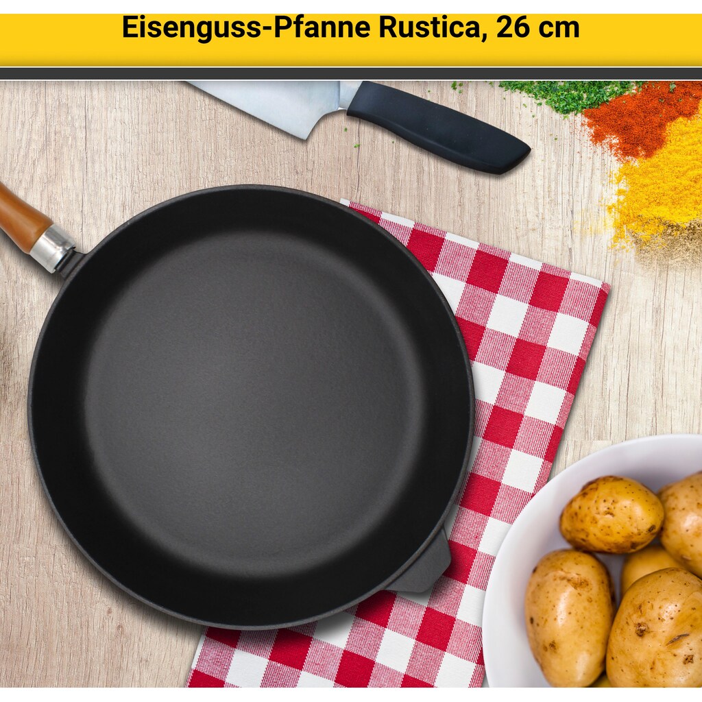 Krüger Bratpfanne »Einsenguss Pfanne RUSTICA«, Gusseisen, (1 tlg.), für Induktions-Kochfelder geeignet
