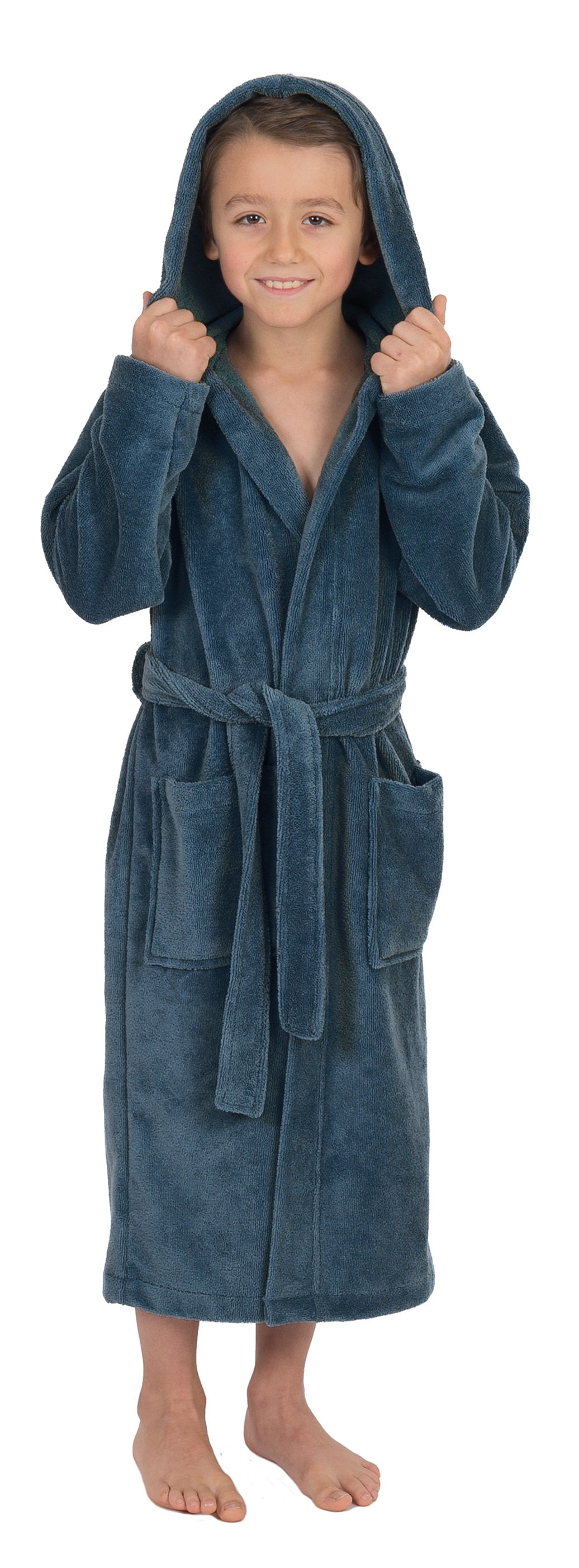 Wewo fashion Kinderbademantel »8521« 1 Stk. Soft Touch blau Baumwoll-Mix 170/176 L: 116cm