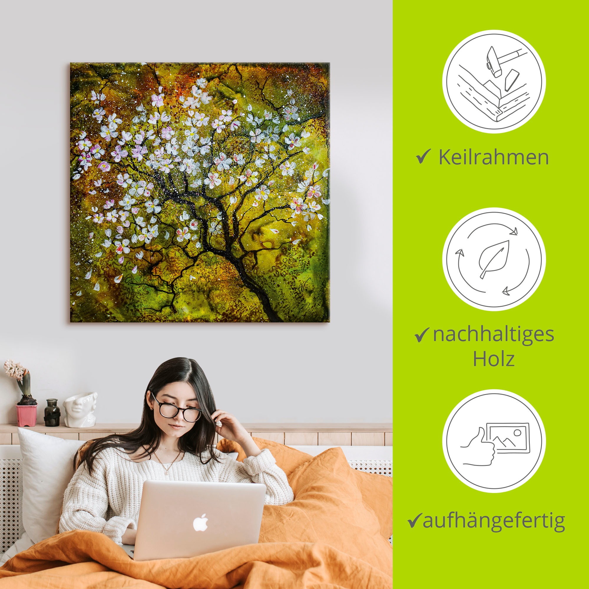Artland Wandbild »Kirschblüte«, Baumbilder, (1 St.), als Alubild, Outdoorbild, Leinwandbild, Wandaufkleber, versch. Größen