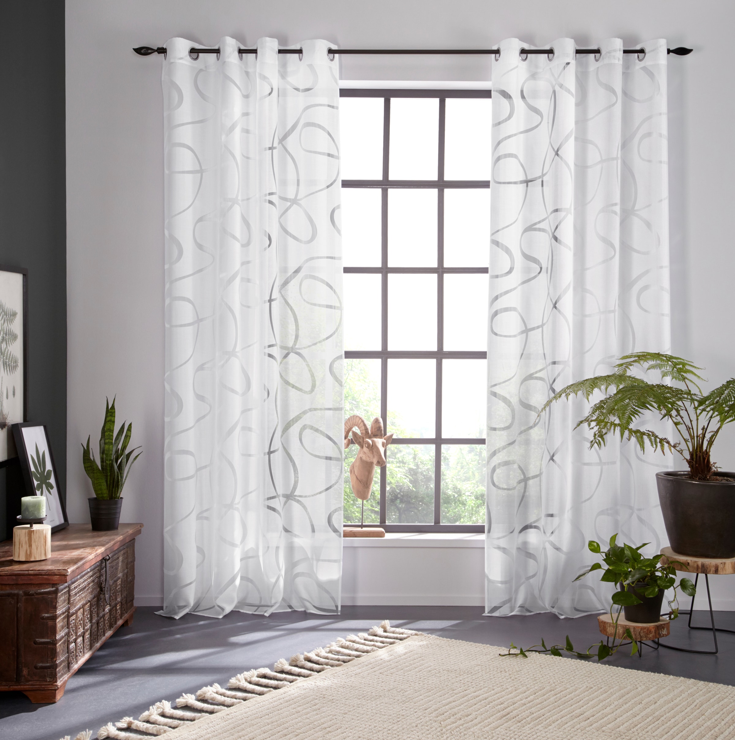 Bruno Banani Gardine »Tilo« Ösen 1 Stk. tlg. transparent, Ausbrenner, geweb günstig online kaufen