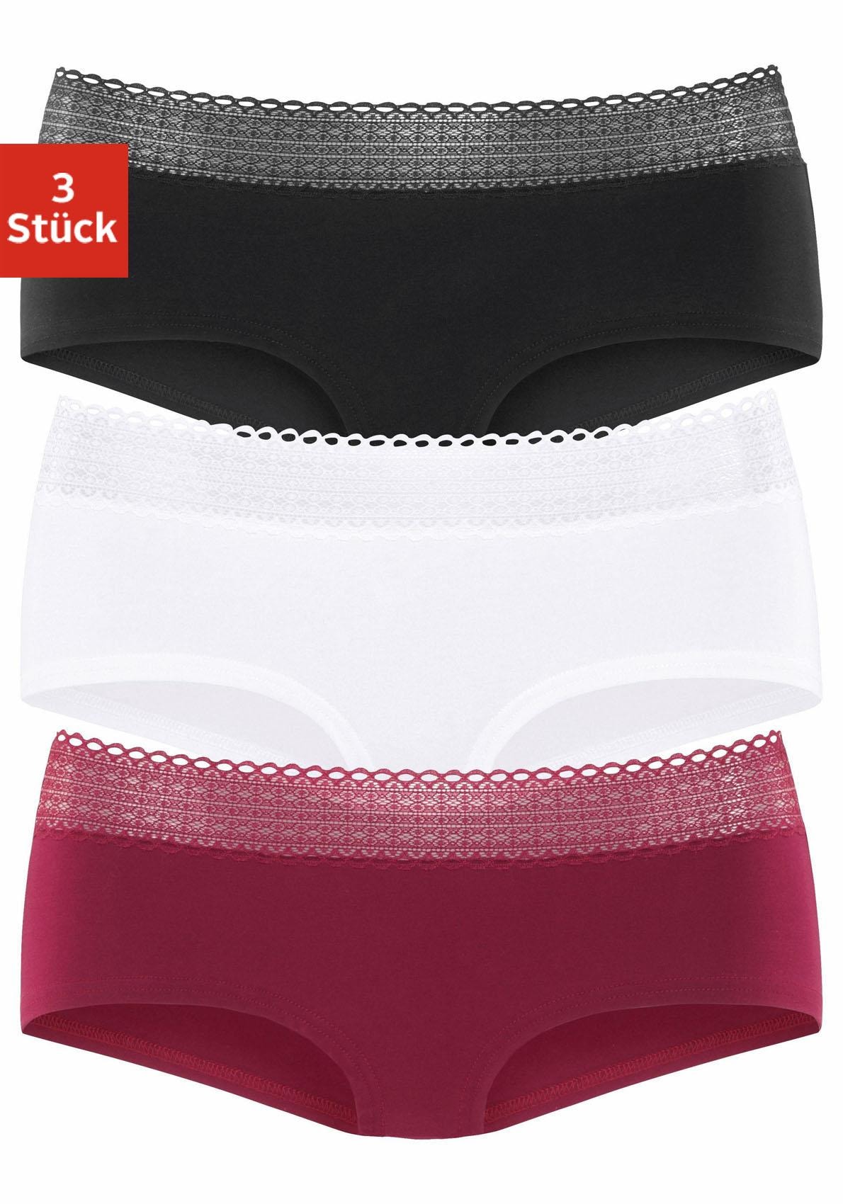 s.Oliver Panty, (Packung, 3 St.), mit elastischer grafischer im aus Online-Shop Baumwoll-Qualität kaufen Spitze