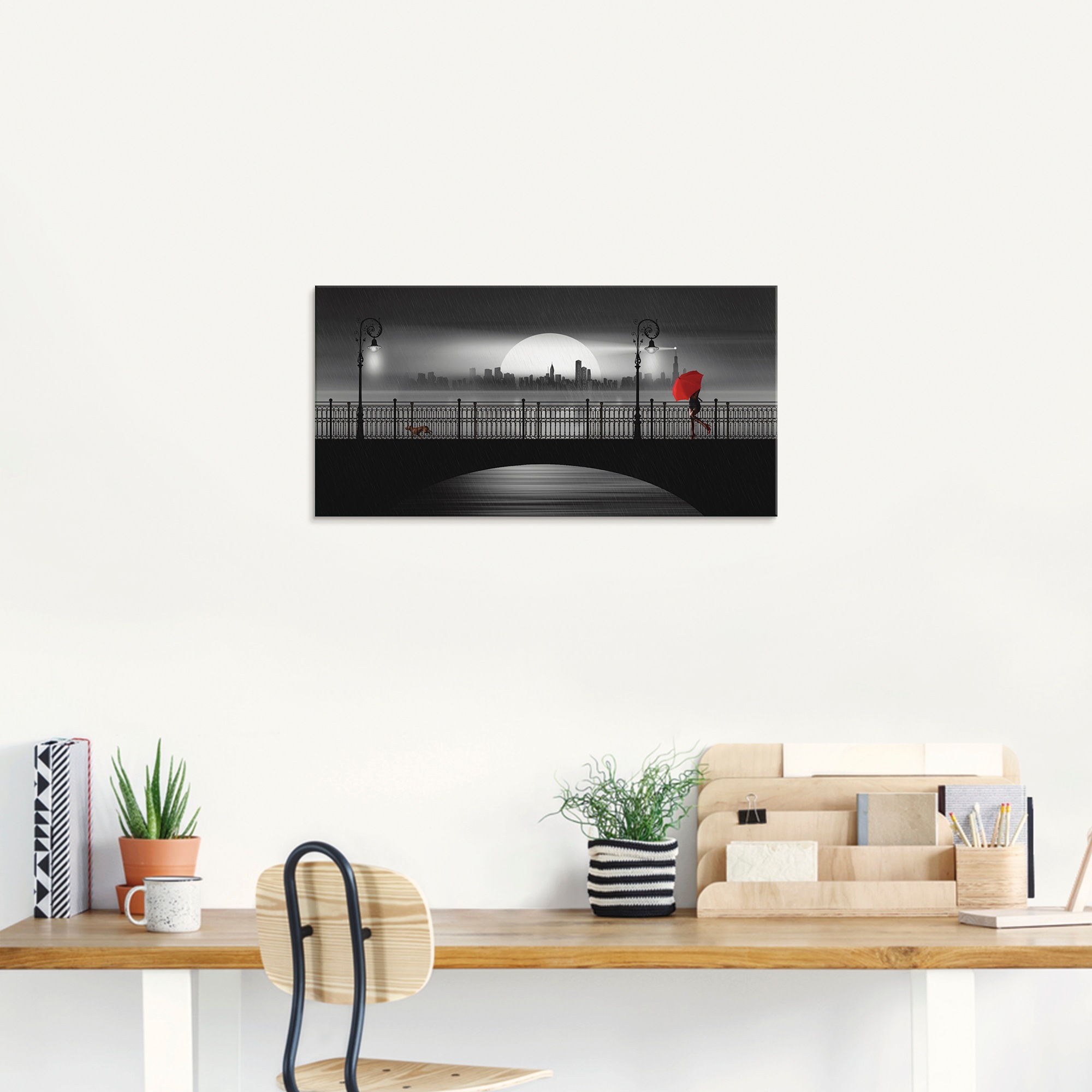 Artland Glasbild »Die Brücke im Regen«, Brücken, (1 St.), in verschiedenen günstig online kaufen