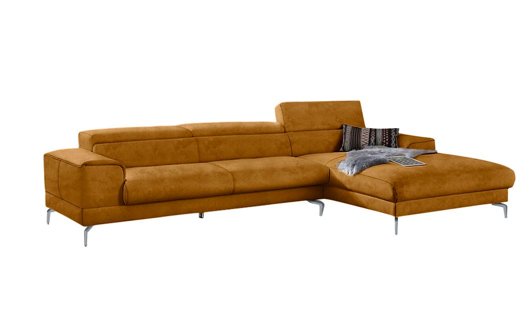 W.SCHILLIG Ecksofa »piedroo, Designsofa mit tollem Sitzkomfort, bequem und elegant, L-Form«, Kopfteilverstellung, wahlweise mit Sitztiefenverstellung, Breite 343cm