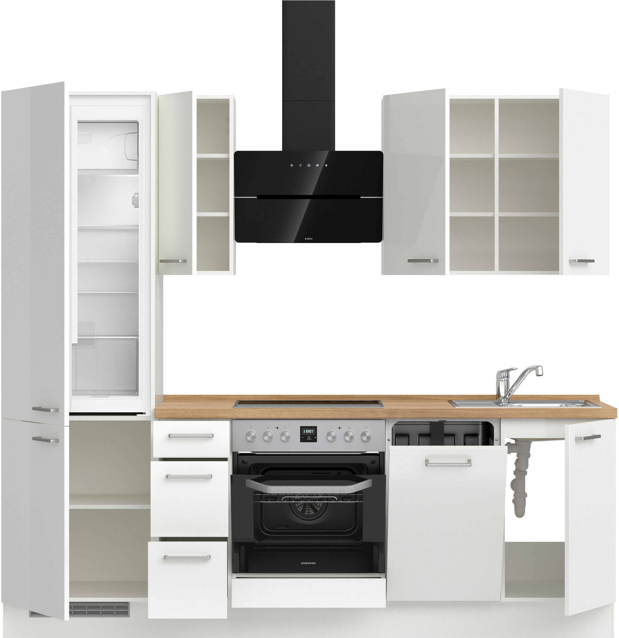 nobilia® Küchenzeile »"Flash II"« vormontiert, Ausrichtung wählbar, Breite 240 cm, wahlw. mit E-Geräten