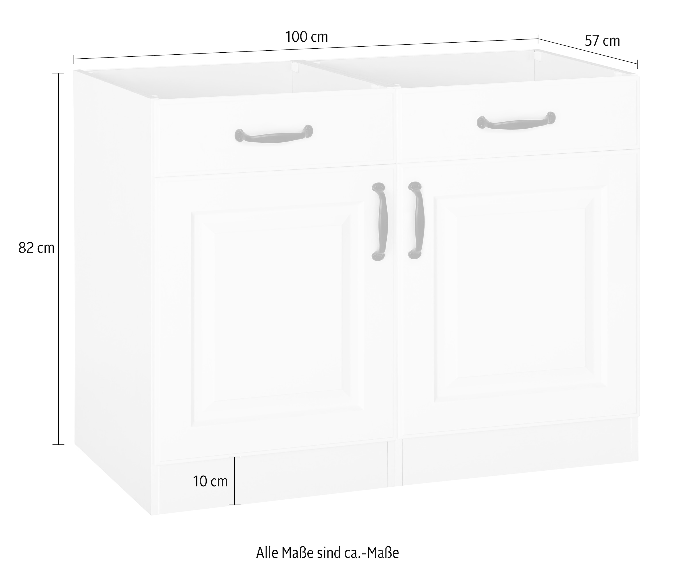 wiho Küchen Unterschrank »Erla«, 100 cm breit mit Kassettenfront, ohne  Arbeitsplatte auf Rechnung kaufen