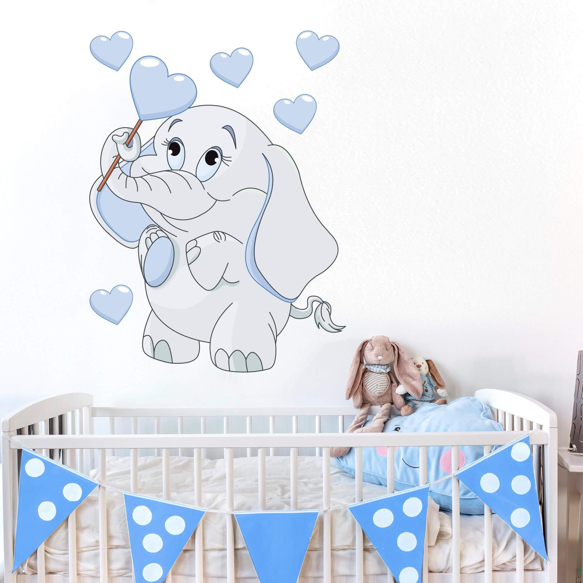 Wall-Art Wandtattoo »Elefantenbaby mit Herzen + Leuchtsticker«, selbstklebe günstig online kaufen