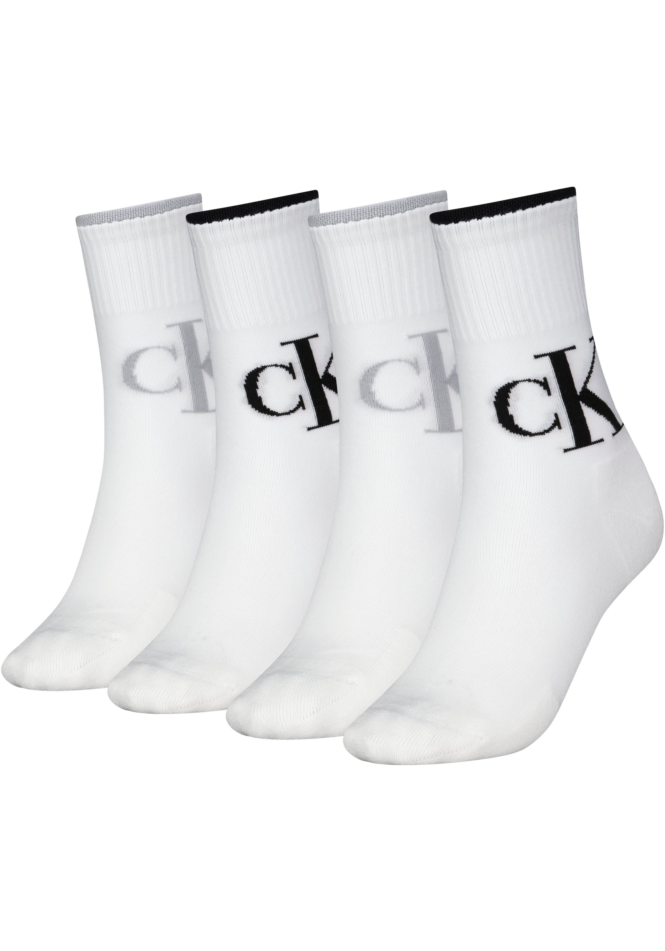 Sportsocken »CKJ WOMEN SOCK 4P LOGO«, (Packung, 4 Paar), mit Kontrastnaht am Bündchen