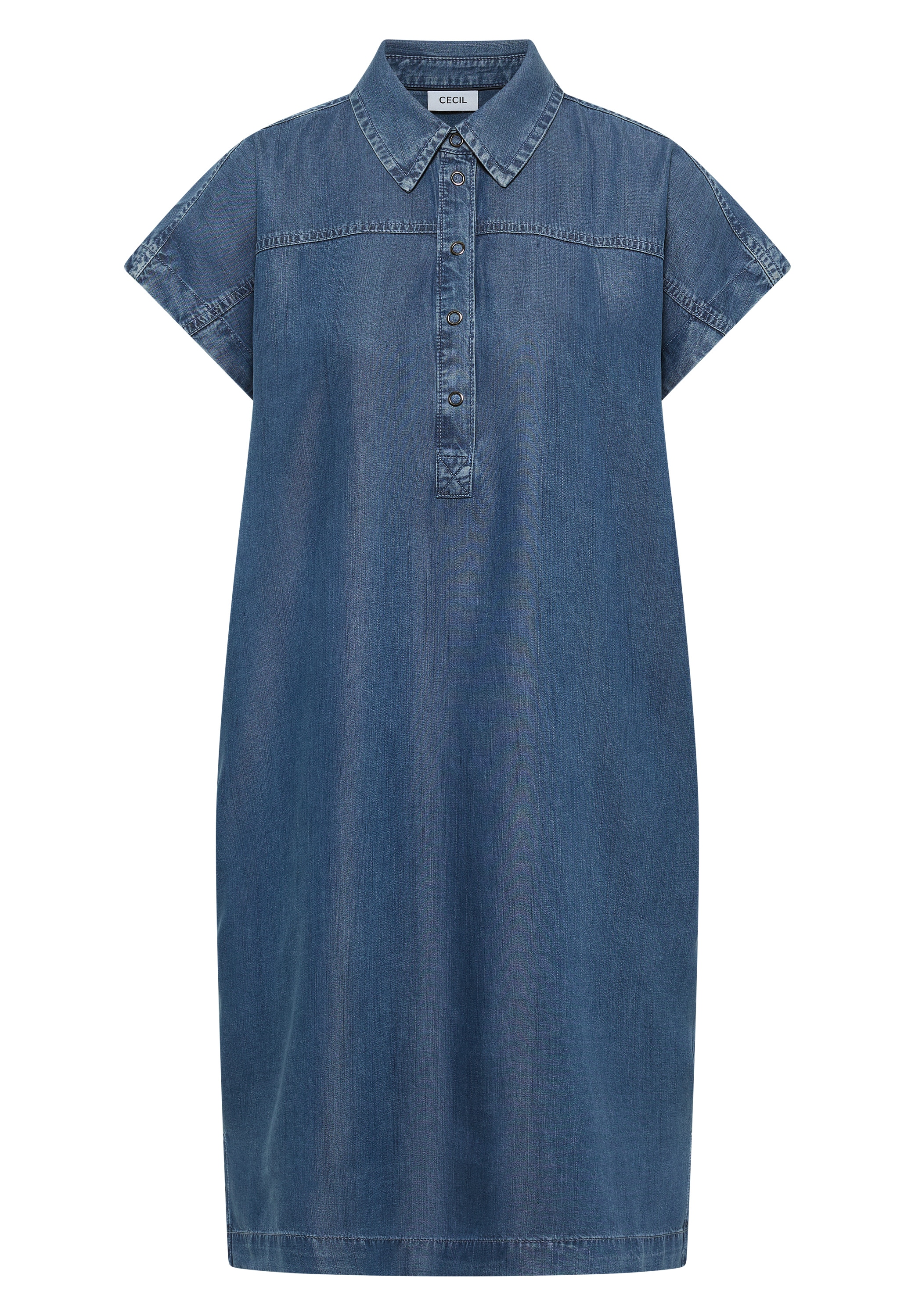 Cecil Jeanskleid Eingrifftaschen Knielanges Sommer-Kleid im Denim-Look