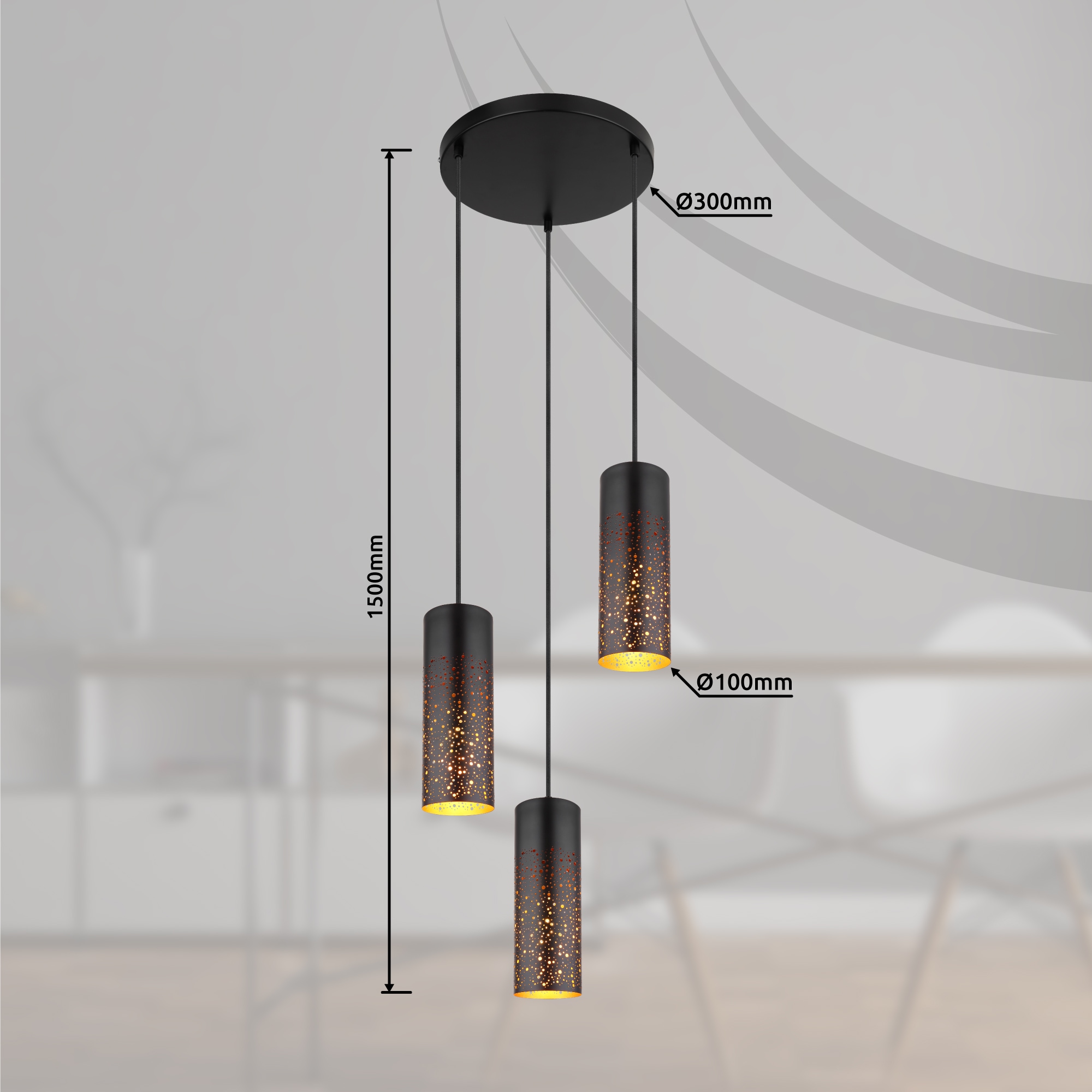 GLOBO LIGHTING Hängeleuchte »CROCKY«, Leuchtmittel E27 | ohne Leuchtmittel, Hängelampe/Pendelleuchte/Esszimmer/Wohnzimmer/Esstisch