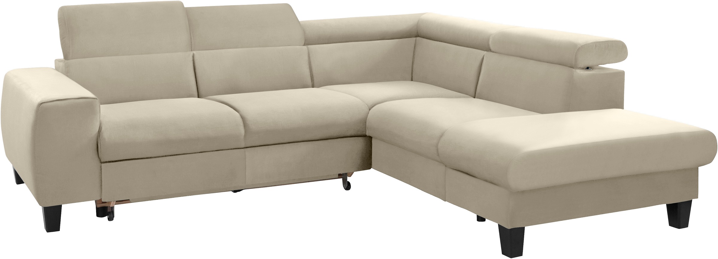 COTTA Ecksofa »Morven L-Form mit Kopfteilverstellung«, wahlweise mit Bettfunktion, Bettkasten & Wireless-Charger