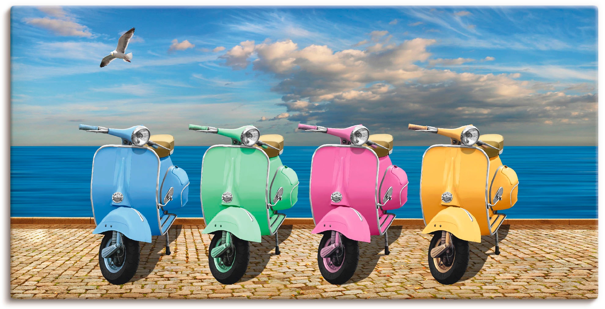 Artland Wandbild "Vespa-Roller in bunten Farben", Motorräder & Roller, (1 S günstig online kaufen