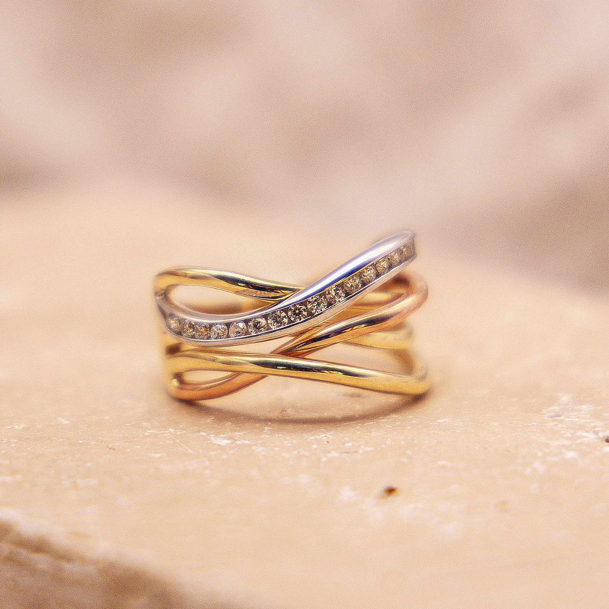 Fascination by Ellen K. Fingerring »333 Gold 3-farbig Zirkonia weiß«