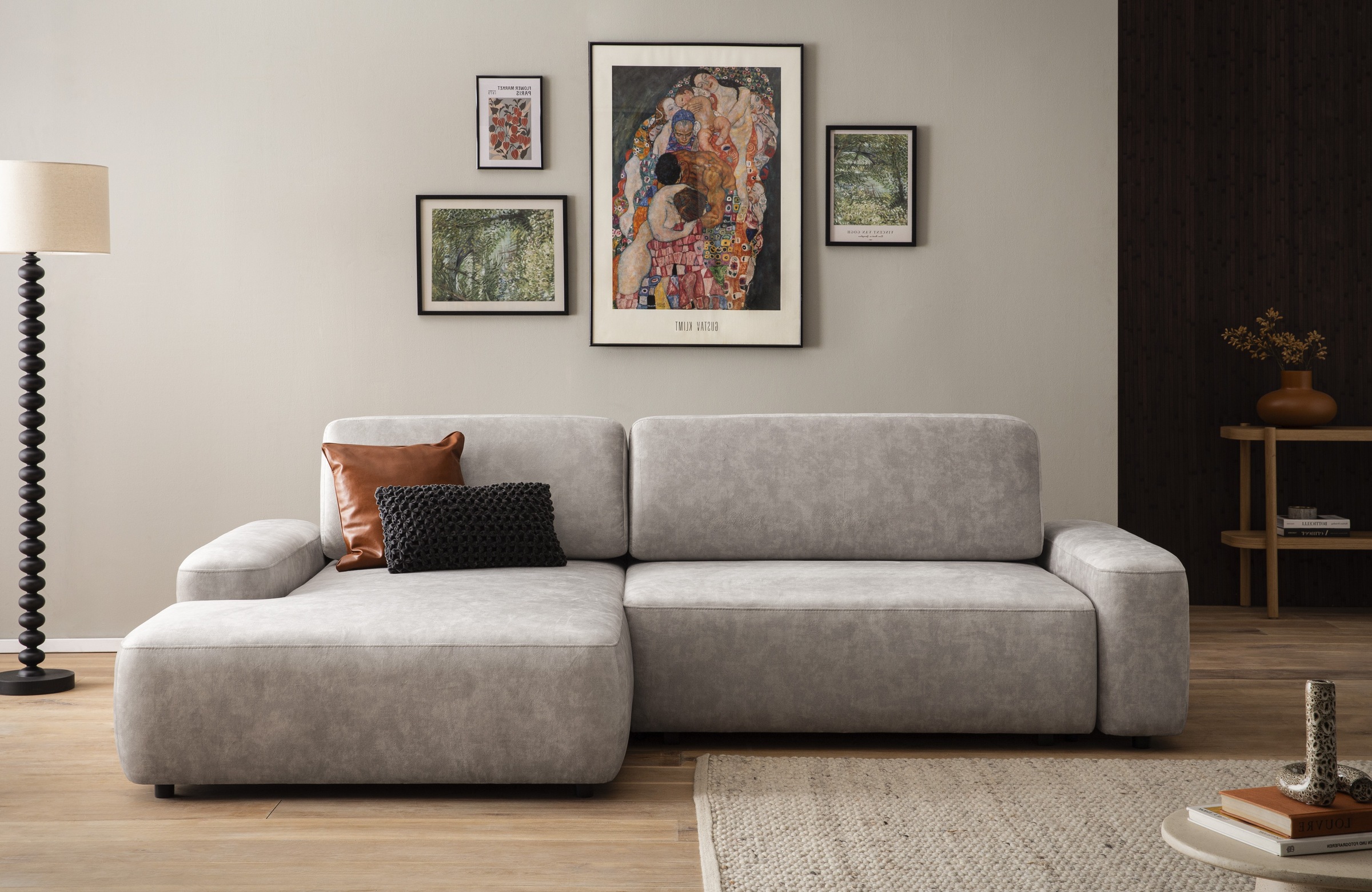 INOSIGN Ecksofa »TORGE (264cm), Schlafsofa in Cord, Samtvelours o Struktur fein, L-Form«, Schlaffunktion, Bettkasten, Liegefläche: 125/210 cm