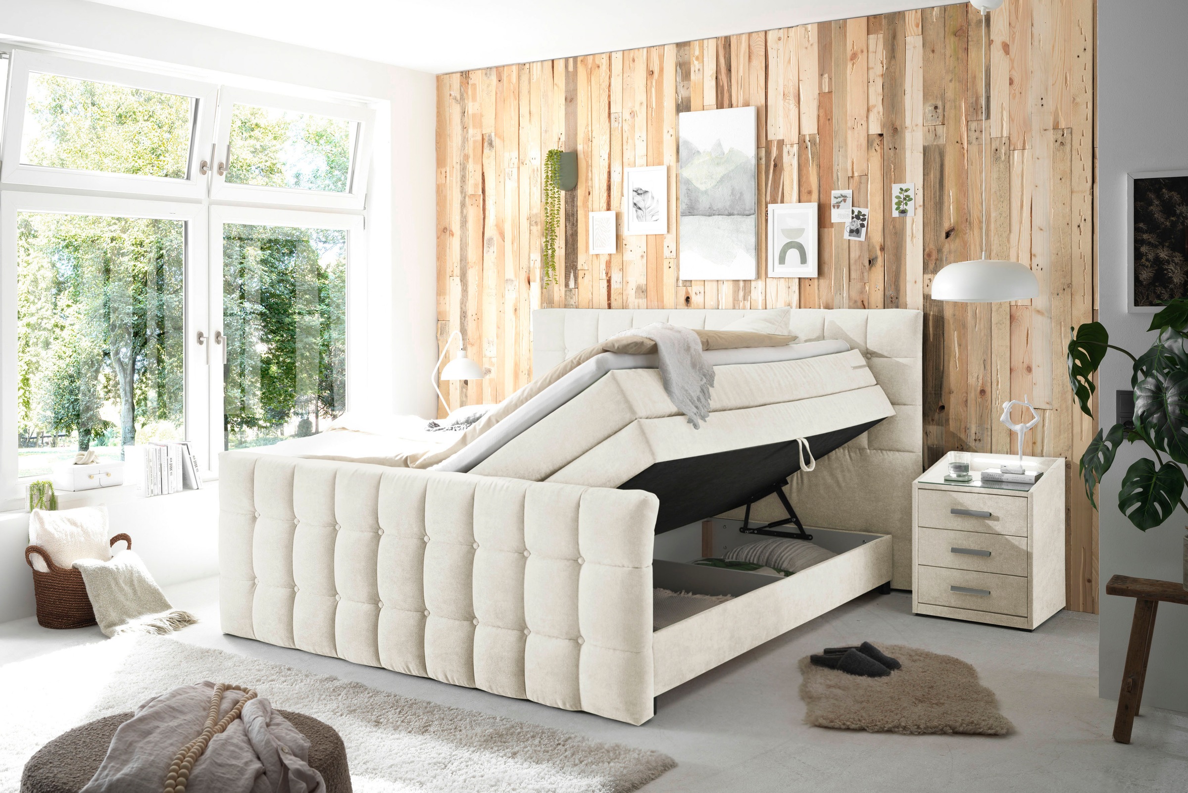 ED EXCITING DESIGN Boxspringbett »Mendoza«, inkl. Bettkasten, erhältlich in den Breiten 160cm & 180cm